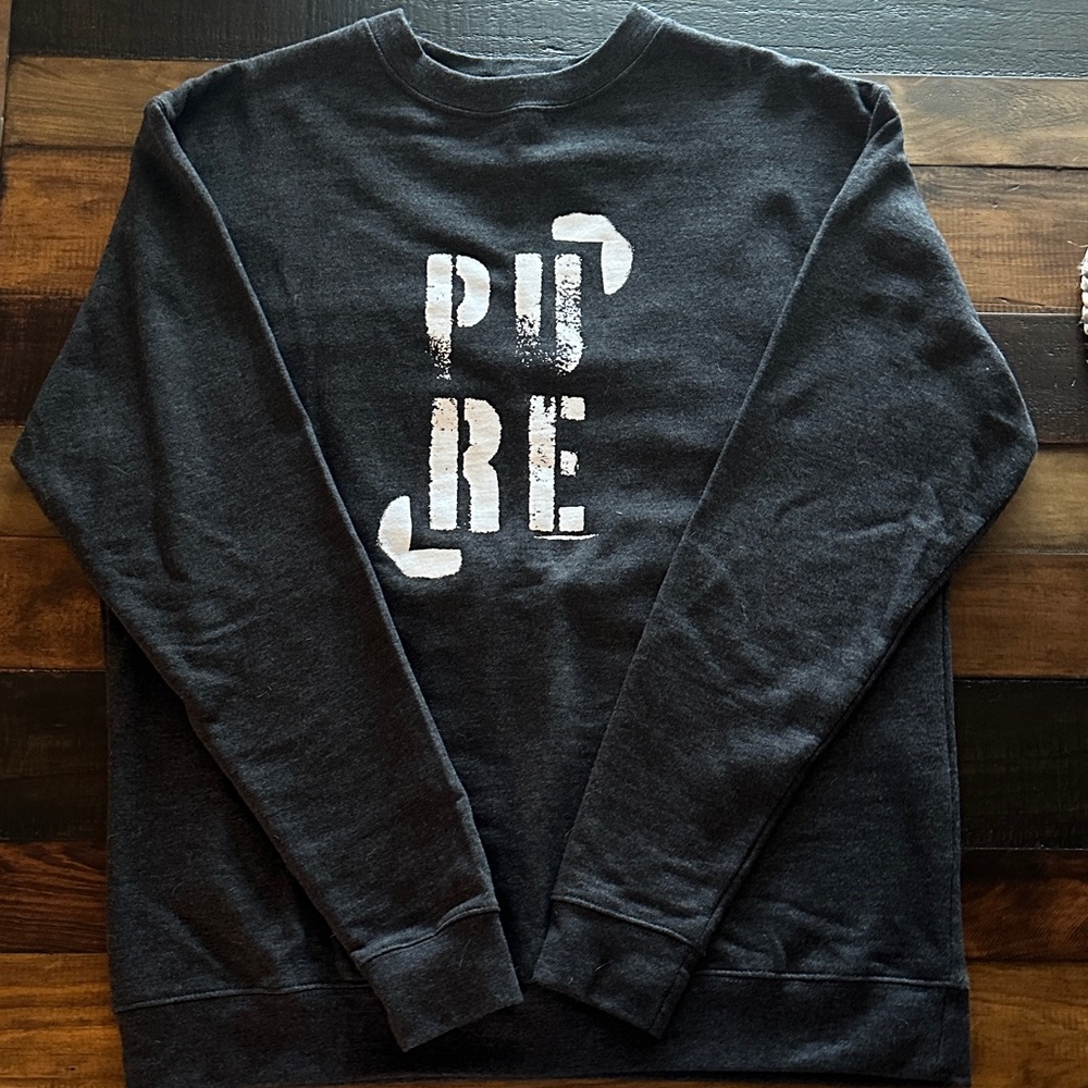Pure Barre Black Crewneck Sweatshirt with White Stencil Logo